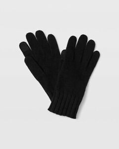 Portolano Cashmere Black Ribbed Knit Gloves 37872