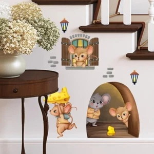 3D Mouse Cartoon Wall Sticker Decal Funny Vinyl Mural Kid Art Kitchen Home Decor - Picture 1 of 6