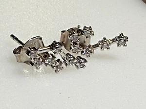 Vintage Sterling Silver 925 Earrings Jewellery Solitaire Crystals Studs 0.86g - Picture 1 of 3
