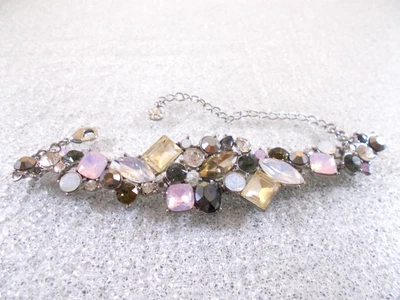 Pulsera Ajustable Panel Brillante Tono Plata Estrás Multicolor Envío Gratis Foto 1 de 4