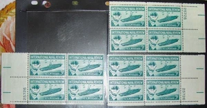 US 3¢ stamp SC #1091 International Naval Review 1957 3 matching plate blocks - Picture 1 of 1