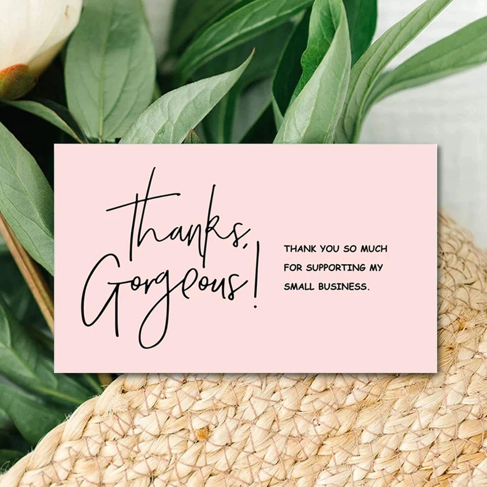 30pcs Pink Thank You Cards Gorgeous Thanks Handmade Small Business Packaging - Image 1 of 4