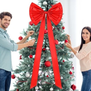180x60cm Extra-large Christmas Tree Topper Bow Decoration Streamers Ribbon - Picture 1 of 17
