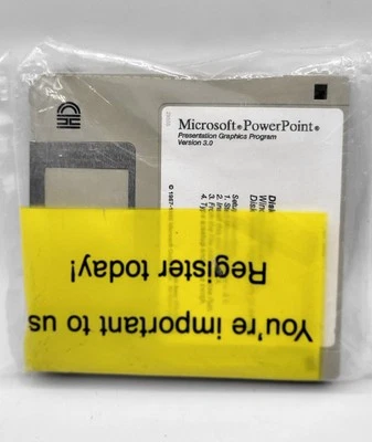 Vintage 1992 Microsoft PowerPoint 3.0 For Windows 5 Install Disks 3.5" SEALED  - Image 1 of 4