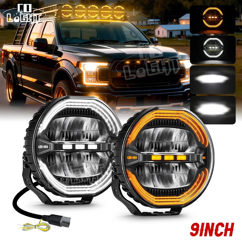 5/7/9" INCH ROUND FULL LED DRIVING LIGHT SPOT LIGHT WITH SIDE LIGHT DRL 12V 24V - Image 1 of 1