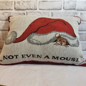 Christmas Mouse Decorative Vintage Pillow Woven Tapestry 16x12” Soft Impressions - Picture 1 of 8