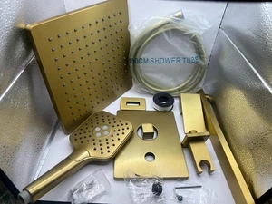 Sistema de cabezal de ducha de lluvia Casta Diva dorado cepillado con combo de pulverización portátil, Sh... - Imagen 1 de 12