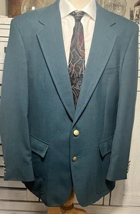 Vintage Palm Beach Men’s 40R Gold Button Sport Coat Blazer Kelly Green Preppy - Picture 1 of 12