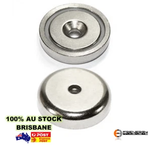 5x A32 Heavy Duty 32mm 25kg Neodymium Rare Earth Countersunk Shallow Pot Magnets - Picture 1 of 3