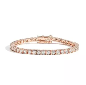 3ct Tennis Bracelet 18K Rose Gold Lab-Created Diamond Test Pass, 17cm LED Box - Picture 1 of 3