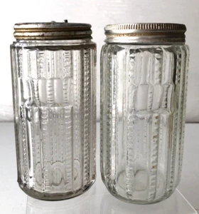 LG Heavy Ribbed Clear Glass Hoosier Cabinet Style Salt & Pepper Shakers 4.5"-#2 - Picture 1 of 7