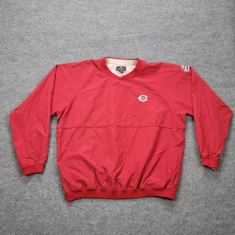 Cincinnati Reds Antigua MLB Mens Windbreaker Pullover Budweiser Patch Red Sz XL Cover
