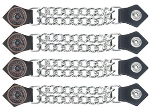 4PC MOTORCYCLE BIKER SHOTGUN SHELL LEATHER VEST EXTENDER w/ CHROME CHAIN - DD34 - Picture 1 of 1