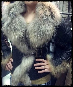 Moderne elegante Fell Pelz Leder Jacke ECHTPELZ ECHTLEDER - Bild 1 von 4