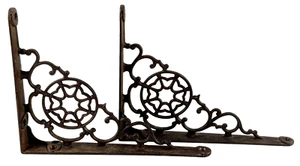 Antique Cast Iron Wall Shelf Corbel Brackets Matched Pair - Picture 1 of 7