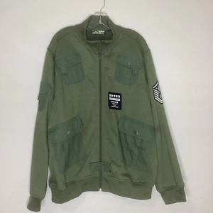 Raw Blue Military Style Bomber Jacket Olive Lg - Picture 1 of 11