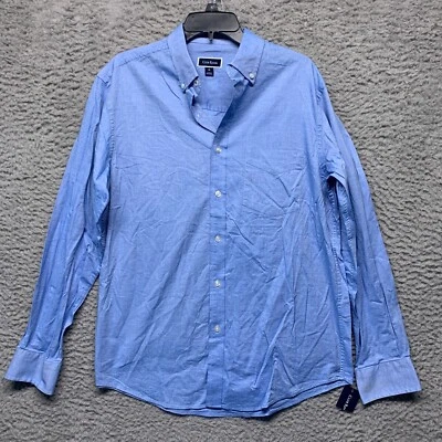 Club Room 衬衫男式 14.5 32 33 蓝色长袖纽扣休闲口袋 — 第 1/4 张图片