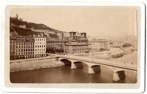 Cdv.Lyon.Pont Tilsitt.Fourvières.Photo Albuminée carte de Visite.France.Vintage  - Foto 1 di 1