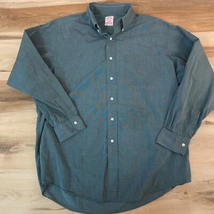 Camicia Brooks Brothers Makers 16,5 -4 verde vintage in twill con bottoni - Foto 1 di 8