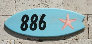 Surfbrett Adressschild Strand Haus Adressschild See Hausschild Seestern Kunst - Bild 1 von 4