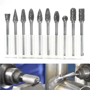 10xRotary Burr Bit Tungsten Carbide Point Die Grinder Shank Carving Set Tools - Picture 1 of 9
