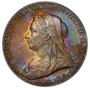 England - 1897 Victoria - Diamond Jubilee Medal - PCGS SP61 - GORGEOUS TONING! - Picture 1 of 5