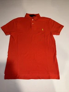 Vintage RALPH LAUREN Polo Shirt Mens Size Small Cotton Orange Yellow Pony - Picture 1 of 6