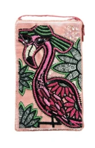BAMBOO TRADING BEADED PINK FLORAL FLAMINGO CLUB CELLPHONE CROSSBODY WRISTLET - Bild 1 von 2