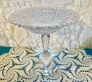 1940's Westmoreland English Hobnail Footed 8.25 Inch High Crystal Compote - Picture 1 of 3