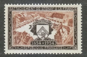 Frankreich 1954 postfrisch Mi 1013 Sc 727 Stenay. Ansicht von Stenay ** Wappe... - Bild 1 von 2