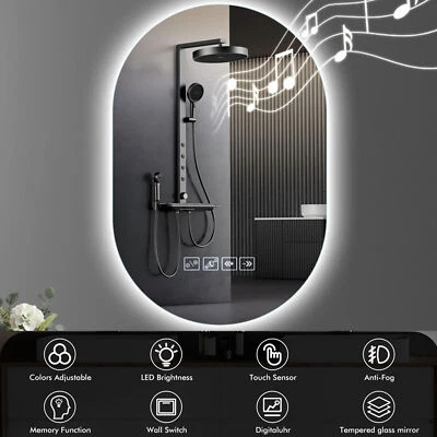 Specchio bagno LED specchio da parete Bluetooth freddo/neutro/bianco caldo dimmerabile senza appannamento - Immagine 1 di 4
