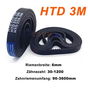 Zahnriemen HTD-3M, 90-3600mm, Breite 6mm, Zähnezahl 30-1200, 3mm-Teilung, Gummi - Picture 1 of 8