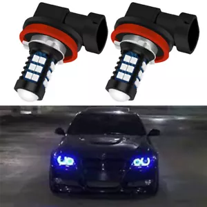 2 Pack 10000K Blue H8 LED Light Bulbs Angel Eyes Halo Ring For BMW E92 E91 E60 - Picture 1 of 8