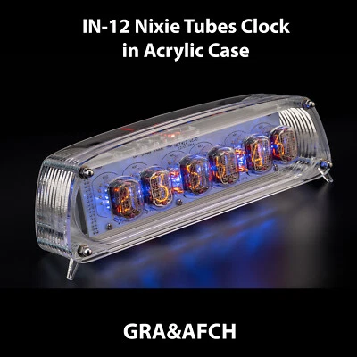 IN-12 Nixie Tubes Clock in Acrylic Case 12/24 SloteMachine WITH SOCKETS GRA&AFCH - Image 1 of 4