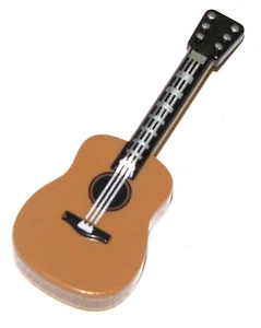 LEGO NEW MEDIUM DARK FLESH BROWN WOODEN STYLE ACOUSTIC GUITAR MINIFIGURE PIECE - Picture 1 of 1