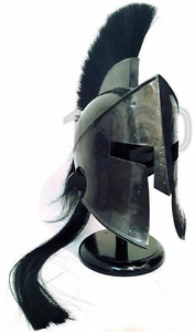 COLLECTIBLE BLACK 300 Spartan King Leonidas Roman Helmet ~ Movie Helm W / Plume - Picture 1 of 4