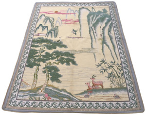 Vintage French Pictorial Jungle Wall Hanging Home Décor Wool Tapestry