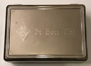 Pi Beta Phi Schwesternschaft Schmuck Schmuckkästchen Silber Gravur Blau Filz Gefüttert Vintage - Bild 1 von 11