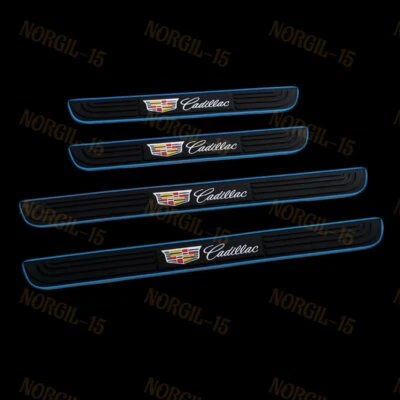 4 peças protetor de degrau de borracha para porta de carro painel tampa de soleira azul BD para Cadillac - Imagem 1 de 4