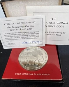 1975 PAPUA NEW GUINEA - 10 KINA - BIRD OF PARADISE - 1.3 Oz SILVER PROOF w/ COA - Picture 1 of 15