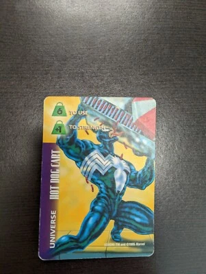 Venom Hot Dog Cart Marvel Overpower 1995 Fleer Universe CCG Card Mint. - Image 1 of 2