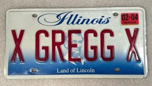 ILLINOIS Vanity Personalized License Plate "X GREGG X" - Picture 1 of 1