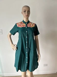 Shirtkleid Made With Love 2010 türkisgrün & orange Kurzarm leicht XS - Bild 1 von 15