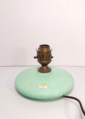 Jefferson Fenton Jadeite Uranium Glass Floral Boudoir Pancake Lamp - Image 1 of 4