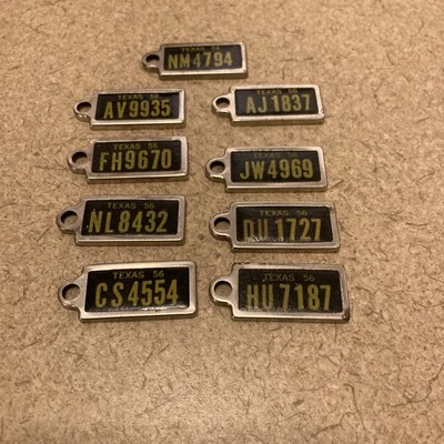 DAV Texas Tags 1956 Lot Of (9) Disabled American Veterans Keychain Fobs - Image 1 of 4