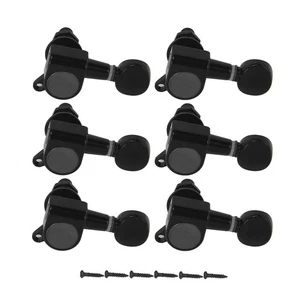 FLEOR 6R Electric Acoustic Guitar Tuning Pegs Tuners Machine Heads Keys Black - Picture 1 of 15
