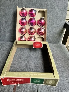 10 Bolas de Navidad Vintage Brite Rosa Azul Ombre Vidrio Adorno MCM LEER - Imagen 1 de 10