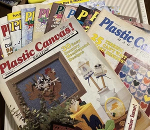 lot 12 PLASTIC CANVAS Crafts Corner World Magazine 1989-1999 Includes #1, #2 PCM - Picture 1 of 14