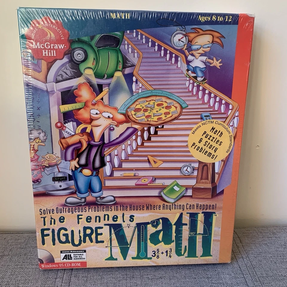 VTG Sealed 1996 The Fennels Figure Math CD Rom Windows 95 Big Box. Mcgraw Hill - Image 1 of 4