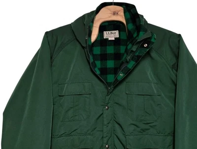 Vintage LL Bean Baxter State Parka Jacket Mens XL Wool Plaid Lined Hooded Coat - Image 1 of 4